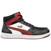 Puma Safety - Mens Frontcourt Mid Leather Composite Toe Safety Shoes (Black/Red/White)