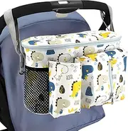 ZSMJAER Pram Organiser, Universal Pram Bag with Adjustable Shoulder Strap, Buggy Organiser Bags for Carry, Nappy, Phone, Toy Pram Accessories