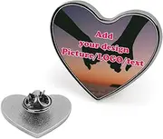 [FAWENLI] Custom Lapel Pins for Men - Personalized Photo Button Pins with Heart Design Your Own Picture Text Logo Lapel Pins for Hat Backpack Clothing Decoration Business Wedding Gift
