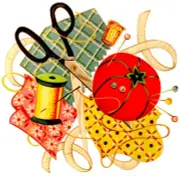 Vintage SEWING NOTIONS Decals Pin Cushion, Scissors, Thread, Tape Measure