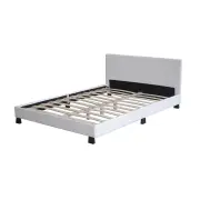 Design Square Modern Designer PU Leather Queen Bed Frame With Headboard - White