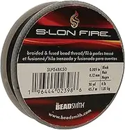 The Beadsmith S-Lon Fire – Braided and Fused Bead Thread – 4lb. Test, .005”/.12mm Diameter, 50 Yard Spool, Black Color – Super Strong Stringing Material for Jewelry Making and Bead Weaving