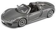 Bburago Porsche 918 Spyder Grey, High Detail, Metal Body, Plastic Interior, Opening Doors, Bonnet, Boot, 1:24 Scale, Porsche Fans