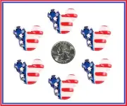 6 PC MICKEY PATRIOTIC USA STARS STRIPES FACE RESIN FLATBACK FLAT BACK RESINS