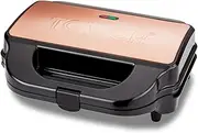 Tower T27032RG 3-in-1 Deep Filled Snack Maker with Non-Stick Coated Plate and Automatic Temperature Control, 900W, Rose Gold