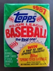 1987 TOPPS UNOPENED FACTORY SEALED WAX PACK of 17 MLB BASEBALL TRADING CARDS