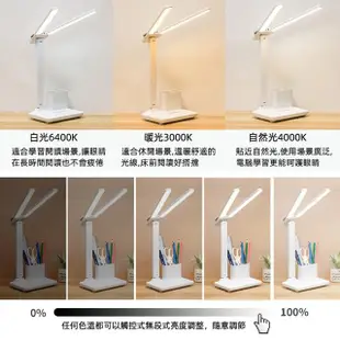 【月陽】充電式雙頭三色溫觸控無段調光充插兩用LED護眼檯燈(PLED-866)