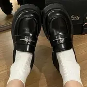 Star Accent Platform Loafers Matte - Black - 35