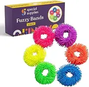 Special Supplies Squishy Fuzzy Band Bracelets for Kids, 6 Pack, Flexible and Stretchy Wearable Sensory Toys, Tactile Silicone Squiggly Touch, Bright and Colorful Wristbands