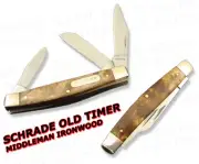 Schrade Old Timer Middleman IRONWOOD 3-Blade 34OTW NEW
