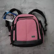 USA Gear DSLR Camera Backpack - Pink/Black, Customizable, Compact, Fits Lenses