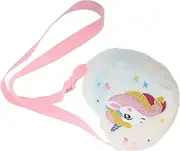 [Healeved] Little Girls Heart Shaped Unicorn Shoulder Bag Plush Bag for Kids Plush Handbag for Kindergarten and Candy Storage