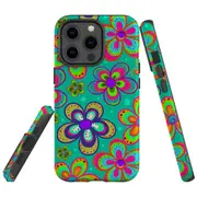 For Apple iPhone 13 Pro Case, Armour Back Cover, Retro Floral Design