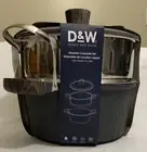 D&W Deane & White Steamer Casserole Set Gray-4.5qt/9.5" BRAND NEW