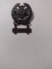 ARMY MARKSMANSHIP QUALIFICATION BADGE STERLING BROACH BACK WITH RIFLE BAR