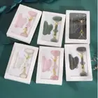 Natural Rose Quartz Jade Roller Facial Lift Body Beauty Massage Tool Gua Sha Set
