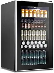 Beverage Refrigerator And Cooler, Mini Fridge 130 Can, Little Cooler With Digital Display 32~61℉, Refrigerator With 4 Shelves