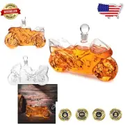 Hand-Blown Motorcycle Decanter - Unique Whiskey & Wine Glass Gift for Bikers