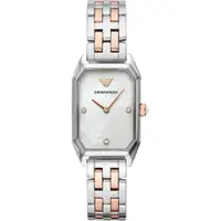 在飛比找PChome24h購物優惠-Emporio Armani 亞曼尼 方形珍珠貝晶鑽女錶 A