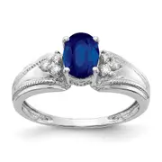 14k White Gold 7x5mm Oval Sapphire VS Diamond ring
