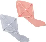 LOORGVEL Fleece Hair Drying Cap 2pcs Hair Towels Turban Absorbent Quick Drying for Women