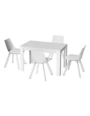 [Artiss] Rectangle Dining Table And Chairs Set Of 4 in White