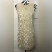 Alice & Olivia Dress Womens 8 Light Gold Metallic Lace Shift Mod Mini Cocktail