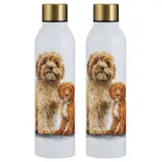 2PK Ashdene Puppy Love Cavoodle Drink Bottle 24.5cm Travel Water Container White