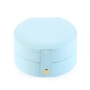 Portable Small Jewelry Case Travel Accessory Storage Box Jewelry Organizer with Mirror for Women-Blue