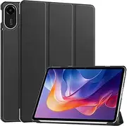 [Afikyutu] Case for Xiaomi Redmi Pad 2, Thin Leather Case with Auto Sleep/Wake Stand, Fashionable Smart Trifold Stand Cover, Protective Case for Xiaomi Redmi Pad 2 Folio Cover, Black