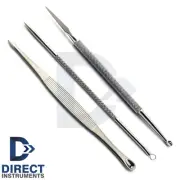 3Pcs Blackhead Removal Comedone Acne Pimple Blemish Extractors #4-5-6 Facial Kit