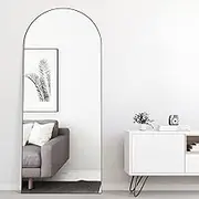 Elemango 165x60cm Arched Floor Full Length Mirror, Full Body Wall Mirror with Aluminum Frame, Arched-Top Full Mirror Standing Hanging or Leaning, Dressing Mirror for Bedroom Living Room, Black
