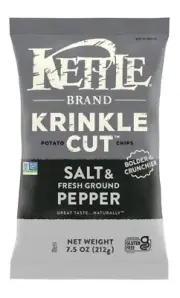 New Kettle Brand Krinkle Cut Salt & Fresh Ground Pepper Potato Chip 7.5oz