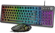 Gaming Keyboard and Mouse Combo - RGB Rainbow Backlit, Wired Computer Keyboard