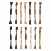 14 Skeins Embroidery Floss, Polyester Threads Multicolored Red Brown