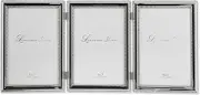 Lawrence Frames Hinged Triple (Vertical) Metal Picture Frame Silver-Plate with Delicate Beading, 5 by 7-Inch