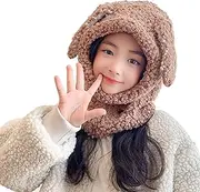 [Generic] Plush Winter Hat | Bunny Kids Hoodie Hat,Unisex Hood Hat with Animal Ears, Warm Hat Scarf for Sports, Daily Wear, Walking