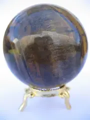 Yellow Tiger Eye 6.8cm 338g Crystal Ball Orb Sphere with Gold Stand (TEY001)