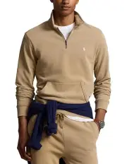 [Polo Ralph Lauren] Loopback Fleece Quarter-Zip Sweatshirt in Beige
