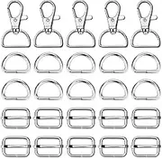 Paxcoo 50Pcs Keychain Bulk with Key Chain Swivel Hook D Rings and Slide Buckles for Handbag Purse Hardware Craft