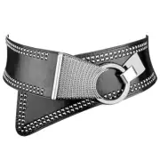 macoking Womens Studded Belt Elastic Wide Punk Chunky Waistband for 80s Retro...