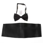 Italo Ferretti NWT Cummerbund and Bow Tie Set Adjustable Size Black/White w Trim