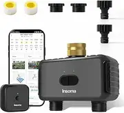 Irrigation System Controller,Smart Water Timer with 2 Outlet,for Lawns, Dark Gray-Brass Inlet & Plastics Outlet (2-Outlet)