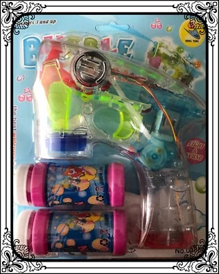 Musical Light Up Flashing LED Bubble Machine Gun Kids Fun Outdoor Garden Toy
