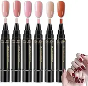 Polishey Nail Polish Pens,Polishey Nail Polish Pen Set,One Step Nail Gel Pen,3 In 1 Gel Nail Polish Pen,36 Color Nail Polish Gel Pen 8 Ml,Nail Polish Pens,6pcs Polishey (6PCS-C)