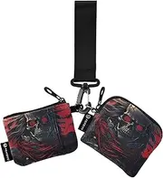 [XYMZR] Mini Zip Around Wristlet keychain Wallet Samurai Skeleton Red for Women Personalized Pattern Detachable Dual Pouch Wristlet Portable Wallet Phone Coin Purse, Multi-colored, One Size