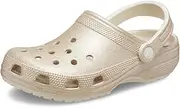 [Crocs] Unisex Classic Sparkly Clog | Metallic Shoes, Champagne Glitter, 9 US Men