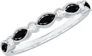 [Rosec Jewels] Black Onyx and Moissanite Ring, Black Onyx Half Eternity Ring, Ready to Gift