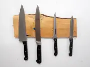 Tiny Home Plum Wood Wall Knife Holder Big Sur, Strong Magnetic, Rustic, L@@k