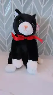 NEW Ty Buddy Beanie "ZIP" Cat Black White Cat 1999 Plush Toy